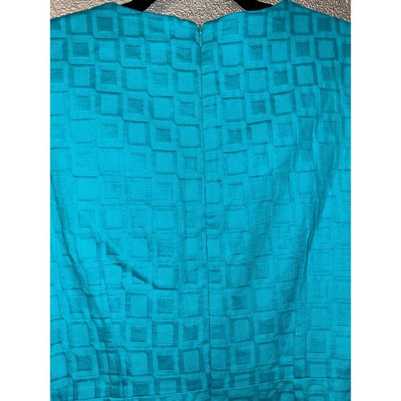 Taylor Teal Preppy Academia Textured Floret Sleeveless Sheath Dress 10 - Picture 6 of 8